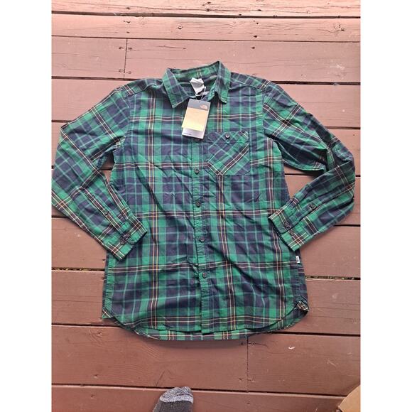NWT The North Face Men SIZE M Green Blue & Yellow Check Plaid Button Up Shirt - Picture 1 of 6